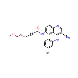 COCOCC#CC(=O)Nc1ccc2ncc(C#N)c(Nc3cccc(Br)c3)c2c1 ZINC000013492801