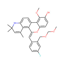 COCOCc1cc(F)ccc1/C=C1\Oc2ccc(O)c(OC)c2-c2ccc3c(c21)C(C)=CC(C)(C)N3 ZINC000135870809