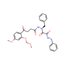 COCOc1cc(OC)ccc1C(=O)CCC(=O)N[C@@H](Cc1ccccc1)C(=O)C(=O)NCc1ccccc1 ZINC000044405132