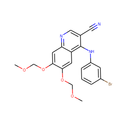 COCOc1cc2ncc(C#N)c(Nc3cccc(Br)c3)c2cc1OCOC ZINC000013812999