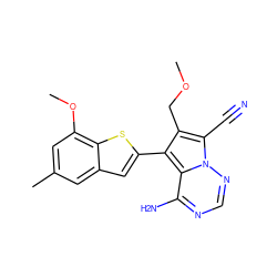 COCc1c(-c2cc3cc(C)cc(OC)c3s2)c2c(N)ncnn2c1C#N ZINC000218086309