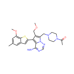 COCc1c(-c2cc3cc(C)cc(OC)c3s2)c2c(N)ncnn2c1CN1CCN(C(C)=O)CC1 ZINC000218068108