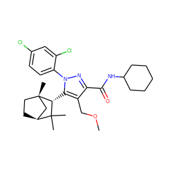 COCc1c(C(=O)NC2CCCCC2)nn(-c2ccc(Cl)cc2Cl)c1[C@@H]1C(C)(C)[C@H]2CC[C@@]1(C)C2 ZINC000103155817