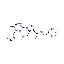 COCc1c(C(=O)NCc2ccncc2)cnn1-c1ncc(C)c(-c2cccs2)n1 ZINC000011790321