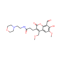 COCc1c(CCC(=O)NCCN2CCOCC2)c(=O)oc2c(C=O)c(O)c(OC)cc12 ZINC000167719463