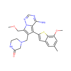 COCc1c(CN2CCNC(=O)C2)c(-c2cc3cc(C)cc(OC)c3s2)c2c(N)ncnn12 ZINC000218054041