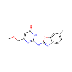 COCc1cc(=O)[nH]c(Nc2nc3ccc(C)cc3o2)n1 ZINC000008974657