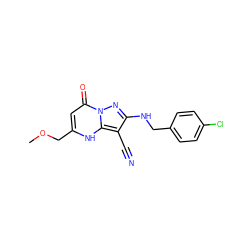 COCc1cc(=O)n2nc(NCc3ccc(Cl)cc3)c(C#N)c2[nH]1 ZINC000473247406