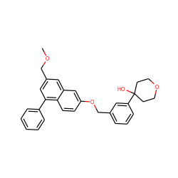 COCc1cc(-c2ccccc2)c2ccc(OCc3cccc(C4(O)CCOCC4)c3)cc2c1 ZINC000001538119