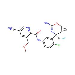 COCc1cc(C#N)cnc1C(=O)Nc1ccc(Cl)c([C@@]2(CF)N=C(N)O[C@@H]3C[C@@H]32)c1 ZINC000226098267