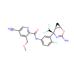 COCc1cc(C#N)cnc1C(=O)Nc1ccc(F)c([C@@]2(C(F)F)N=C(N)O[C@@H]3C[C@@H]32)c1 ZINC000213853295