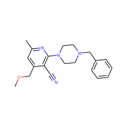 COCc1cc(C)nc(N2CCN(Cc3ccccc3)CC2)c1C#N ZINC000000350608