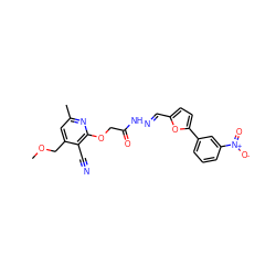 COCc1cc(C)nc(OCC(=O)N/N=C/c2ccc(-c3cccc([N+](=O)[O-])c3)o2)c1C#N ZINC000008424438