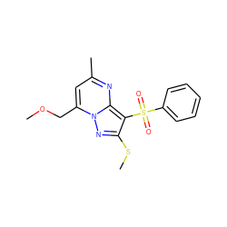 COCc1cc(C)nc2c(S(=O)(=O)c3ccccc3)c(SC)nn12 ZINC000066066122