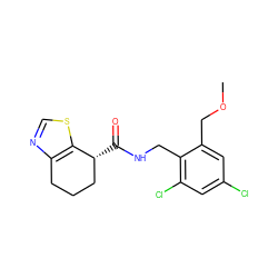 COCc1cc(Cl)cc(Cl)c1CNC(=O)[C@@H]1CCCc2ncsc21 ZINC000220887493