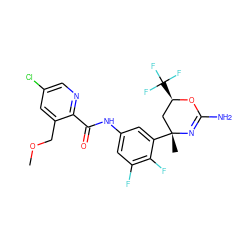 COCc1cc(Cl)cnc1C(=O)Nc1cc(F)c(F)c([C@]2(C)C[C@@H](C(F)(F)F)OC(N)=N2)c1 ZINC000223532394