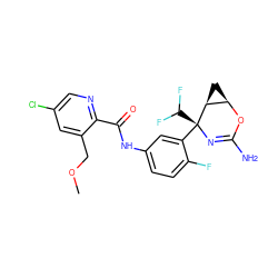 COCc1cc(Cl)cnc1C(=O)Nc1ccc(F)c([C@@]2(C(F)F)N=C(N)O[C@@H]3C[C@@H]32)c1 ZINC000226105028