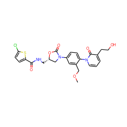 COCc1cc(N2C[C@H](CNC(=O)c3ccc(Cl)s3)OC2=O)ccc1-n1cccc(CCO)c1=O ZINC000043202330