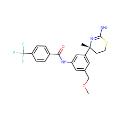 COCc1cc(NC(=O)c2ccc(C(F)(F)F)cc2)cc([C@@]2(C)CCSC(N)=N2)c1 ZINC000169686966