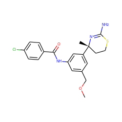 COCc1cc(NC(=O)c2ccc(Cl)cc2)cc([C@@]2(C)CCSC(N)=N2)c1 ZINC000096174299