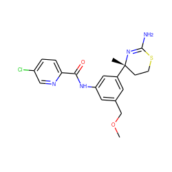 COCc1cc(NC(=O)c2ccc(Cl)cn2)cc([C@@]2(C)CCSC(N)=N2)c1 ZINC000096174295