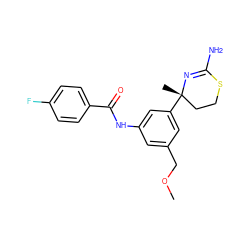 COCc1cc(NC(=O)c2ccc(F)cc2)cc([C@@]2(C)CCSC(N)=N2)c1 ZINC000096174345