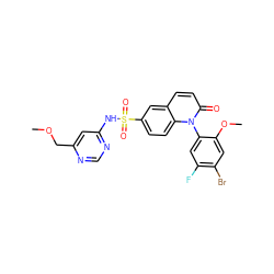 COCc1cc(NS(=O)(=O)c2ccc3c(ccc(=O)n3-c3cc(F)c(Br)cc3OC)c2)ncn1 ZINC001772626186