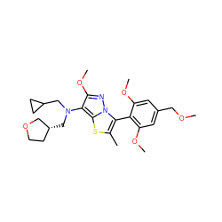 COCc1cc(OC)c(-c2c(C)sc3c(N(CC4CC4)C[C@@H]4CCOC4)c(OC)nn23)c(OC)c1 ZINC000096172524