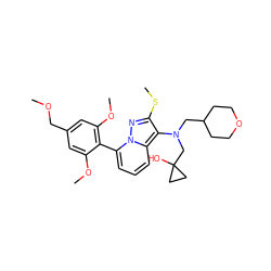 COCc1cc(OC)c(-c2cccc3c(N(CC4CCOCC4)CC4(O)CC4)c(SC)nn23)c(OC)c1 ZINC000084740502