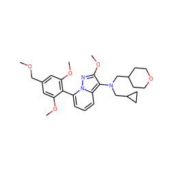 COCc1cc(OC)c(-c2cccc3c(N(CC4CCOCC4)CC4CC4)c(OC)nn23)c(OC)c1 ZINC000084740196