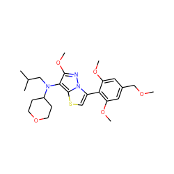 COCc1cc(OC)c(-c2csc3c(N(CC(C)C)C4CCOCC4)c(OC)nn23)c(OC)c1 ZINC000095579222