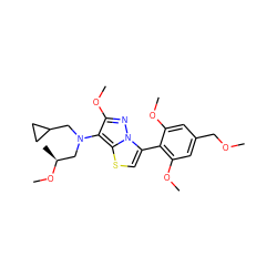 COCc1cc(OC)c(-c2csc3c(N(CC4CC4)C[C@H](C)OC)c(OC)nn23)c(OC)c1 ZINC000096172583