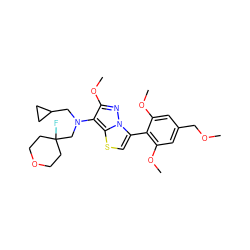 COCc1cc(OC)c(-c2csc3c(N(CC4CC4)CC4(F)CCOCC4)c(OC)nn23)c(OC)c1 ZINC000095574041