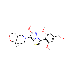 COCc1cc(OC)c(-c2csc3c(N(CC4CCOCC4)CC4CC4)c(OC)nn23)c(OC)c1 ZINC000095578215