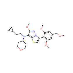 COCc1cc(OC)c(-c2csc3c(N(CCC4CC4)C4CCOCC4)c(OC)nn23)c(OC)c1 ZINC000095579752