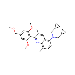 COCc1cc(OC)c(-c2nc3c(C)ccc(N(CC4CC4)CC4CC4)c3cc2C)c(OC)c1 ZINC000084669712