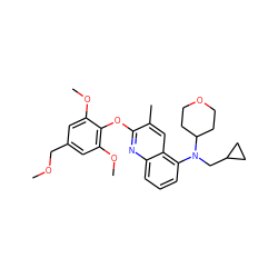 COCc1cc(OC)c(Oc2nc3cccc(N(CC4CC4)C4CCOCC4)c3cc2C)c(OC)c1 ZINC000084758913