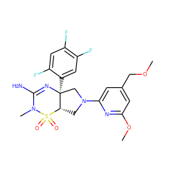 COCc1cc(OC)nc(N2C[C@H]3[C@](c4cc(F)c(F)cc4F)(C2)N=C(N)N(C)S3(=O)=O)c1 ZINC000219510541