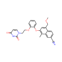 COCc1cc(Oc2ccccc2OCCn2ccc(=O)[nH]c2=O)c(C)c2cc(C#N)ccc12 ZINC001772632859