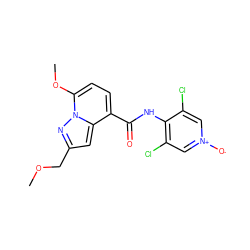 COCc1cc2c(C(=O)Nc3c(Cl)c[n+]([O-])cc3Cl)ccc(OC)n2n1 ZINC000096933398