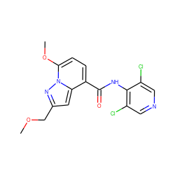 COCc1cc2c(C(=O)Nc3c(Cl)cncc3Cl)ccc(OC)n2n1 ZINC000096933397