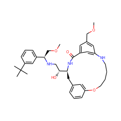 COCc1cc2cc(c1)C(=O)N[C@H]([C@H](O)CN[C@H](COC)c1cccc(C(C)(C)C)c1)Cc1cccc(c1)OCCCCN2 ZINC000049756856