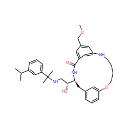 COCc1cc2cc(c1)C(=O)N[C@H]([C@H](O)CNC(C)(C)c1cccc(C(C)C)c1)Cc1cccc(c1)OCCCCN2 ZINC000049756472