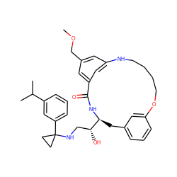 COCc1cc2cc(c1)C(=O)N[C@H]([C@H](O)CNC1(c3cccc(C(C)C)c3)CC1)Cc1cccc(c1)OCCCCN2 ZINC000043203209