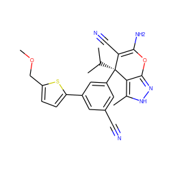 COCc1ccc(-c2cc(C#N)cc([C@@]3(C(C)C)C(C#N)=C(N)Oc4n[nH]c(C)c43)c2)s1 ZINC001772612881