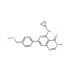 COCc1ccc(-c2cc3ncn(C)c(=O)c3c(NC3CC3)n2)cc1 ZINC000115626074