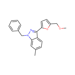 COCc1ccc(-c2nn(Cc3ccccc3)c3cc(C)ccc23)o1 ZINC000013864630