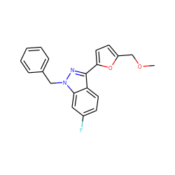 COCc1ccc(-c2nn(Cc3ccccc3)c3cc(F)ccc23)o1 ZINC000013864629