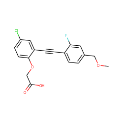 COCc1ccc(C#Cc2cc(Cl)ccc2OCC(=O)O)c(F)c1 ZINC000073196250