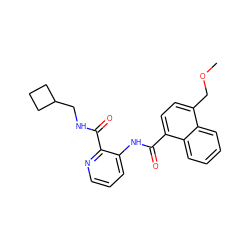 COCc1ccc(C(=O)Nc2cccnc2C(=O)NCC2CCC2)c2ccccc12 ZINC000095594071